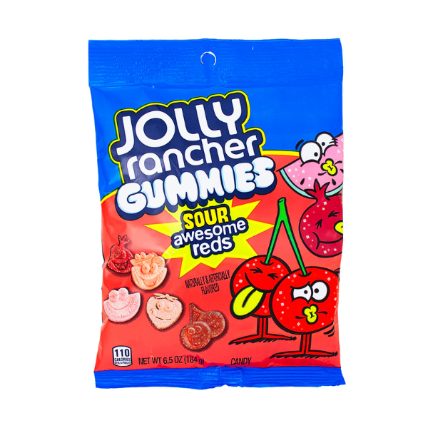 Jolly Rancher Gummies Sour Awesome Reds Peg Bag 12 x 184g (6.5oz) image 0