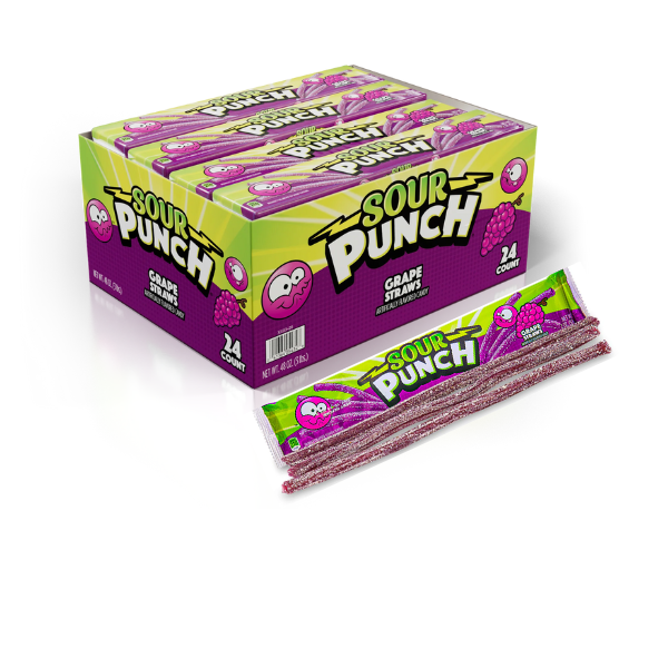 Sour Punch Grape Straws 24 x 57g (2oz) image 0