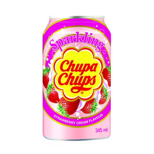 Chupa Chups Sparkling Strawberry Cream Can 24 x 345ml image 0