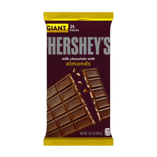 Hershey's Milk Chocolate with Almonds Giant Bar 12 x 208g (7.37oz) image 0