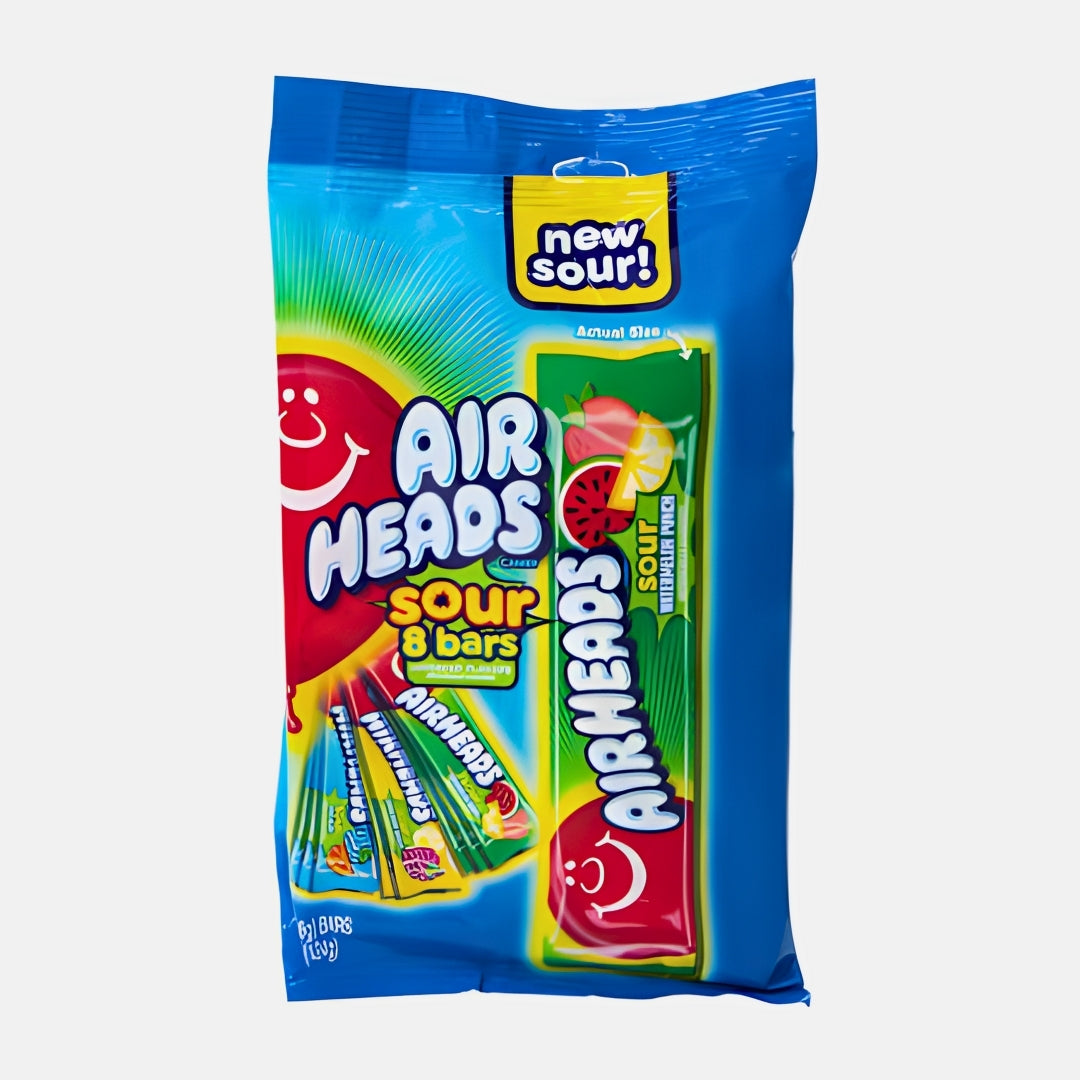 Airheads Sour 8 Bars Assorted Flavors Peg Bag 12 x 124g (4.4oz) image 0