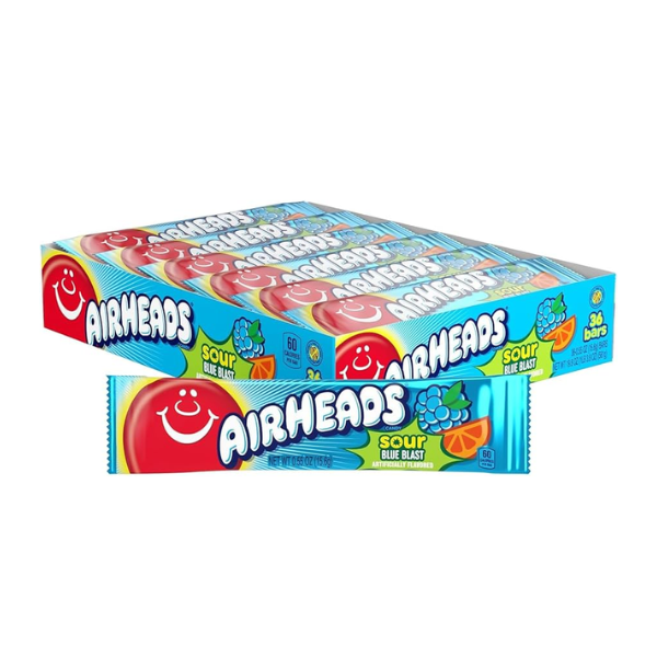Airheads Sour Blue Blast Single Bar 36 x 15.6g (0.55oz) image 0