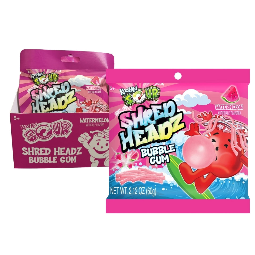 Kool-Aid Shred Headz Bubble Gum Watermelon Peg Bag 12 x 60g (2.12oz) image 0