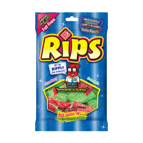 Rips Original Strawberry Green Apple Peg Bag 12 x 113g (4oz) image 0