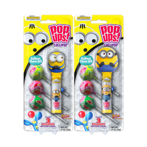 Pop Ups Lollipop Minions Blister Pack 6 x 36g (1.26oz) image 0
