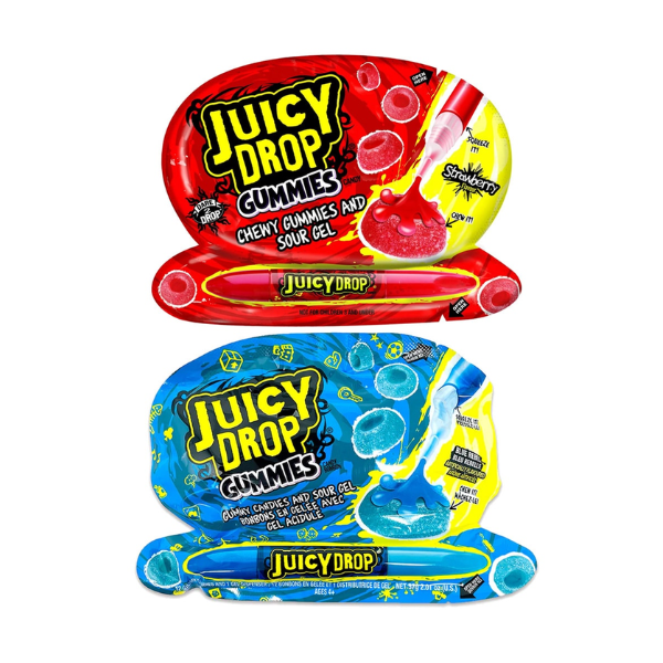 Bazooka Juicy Drop Gummies Chewy and Sour Gel 12 x 57g image 0
