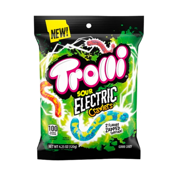 Trolli Sour Electric Crawlers Peg Bag 12 x 120g (4.25oz) image 0