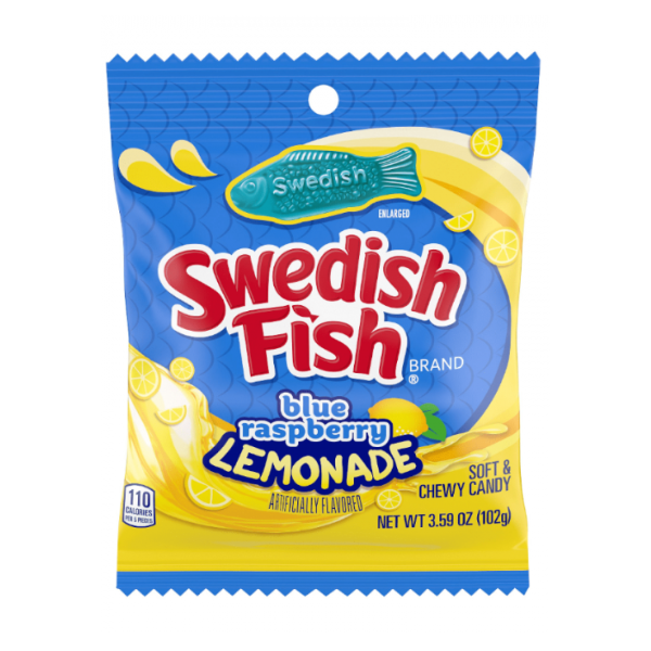 Swedish Fish Blue Raspberry Lemonade Peg Bag 12 x102g  (3.59oz) image 0