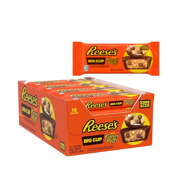 Reese's Big Cup with Reese's Puffs King Size 16 x 68g (2.4oz) image 0