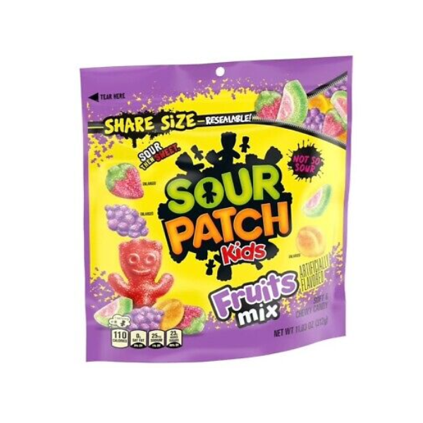 Sour Patch Kids Fruits Mix Share Size Resealable Pouch Bag 1 x 312g (11.03oz) image 0