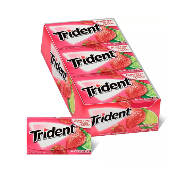 Trident Island Berry Lime Chewing Gum 14 Sticks 12 x 26.6g (0.94oz) image 0