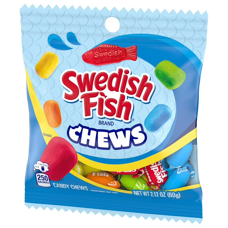 Swedish Fish Chews Peg Bag 12 x 60g (2.12oz)