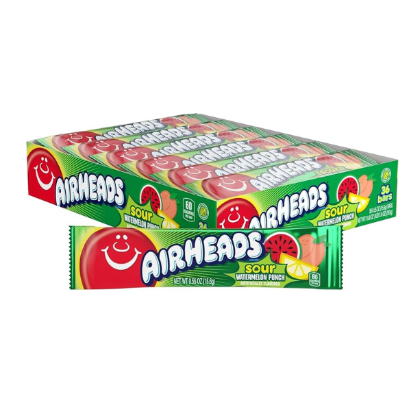 Airheads Sour Watermelon Punch Single Bar 36 x 15.6g (0.55oz) image 0