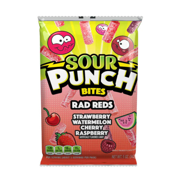 Sour Punch Rad Reds Bites Peg Bag 12 x 142g (5oz) image 0