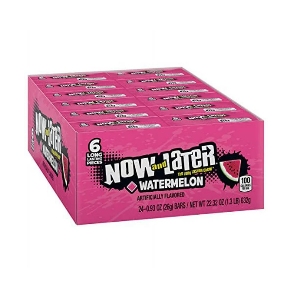 Now and Later Watermelon 6 Pieces Pack 24 x 26g (0.93oz) image 0