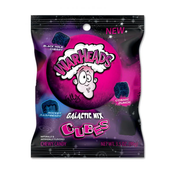 Warheads Cubes Galactic Mix Peg Bag 12 x 99g (3.5oz) image 0