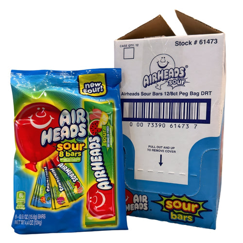 Airheads Sour 8 Bars Assorted Flavors Peg Bag 12 x 124g (4.4oz) image 1