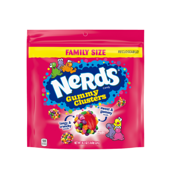 Nerds Gummy Clusters Rainbow Family Size Pouch Bag 1 x 524g (18.5oz) image 0