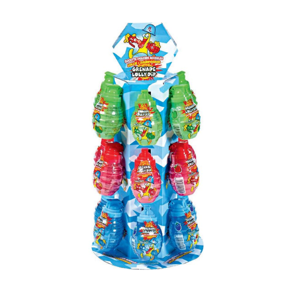 Funny Candy Grenade Lolly Dip Tower Display 18 x 40g image 0