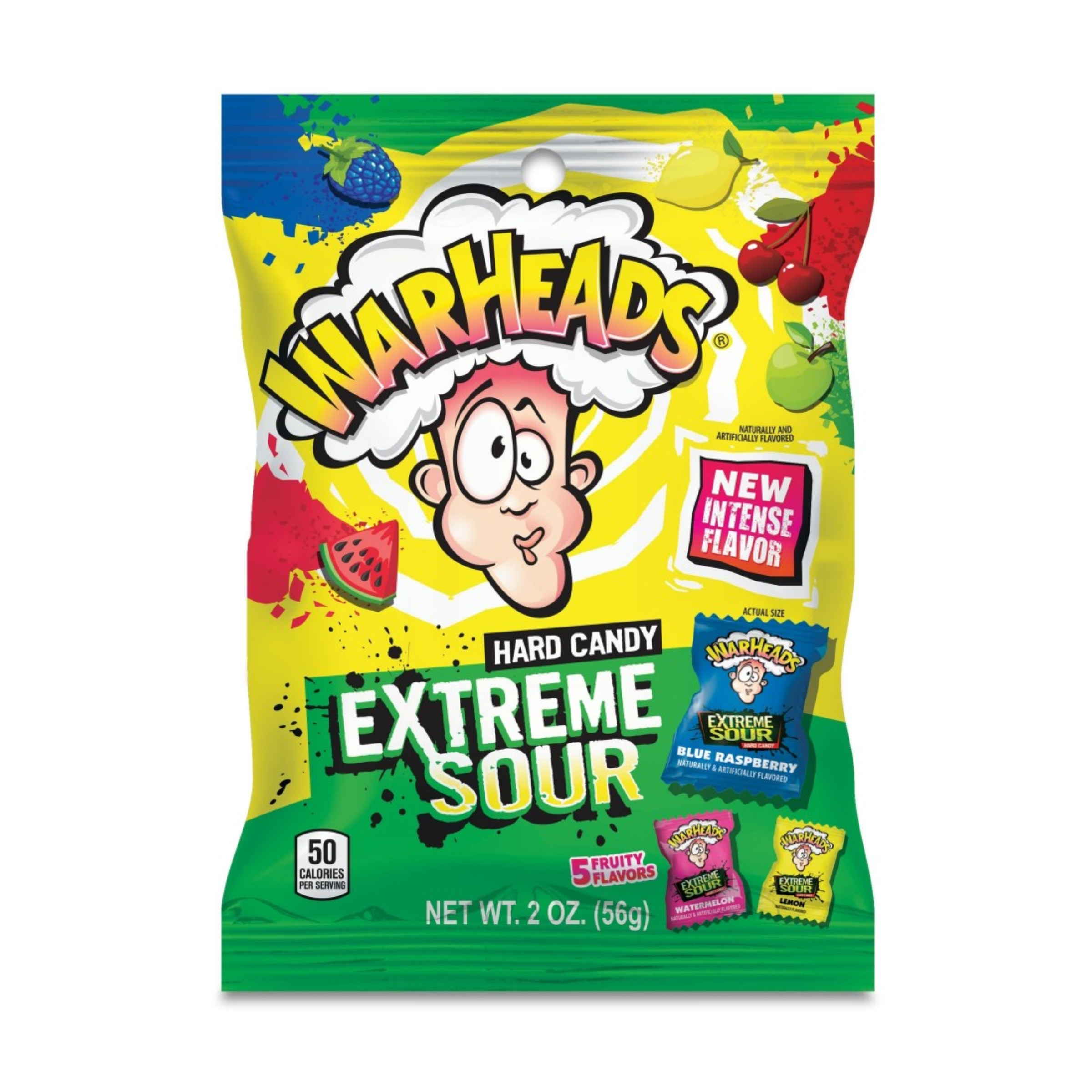 Warheads Extreme Sour Hard Candy Peg Bag 12 x 56g (2oz) image 0
