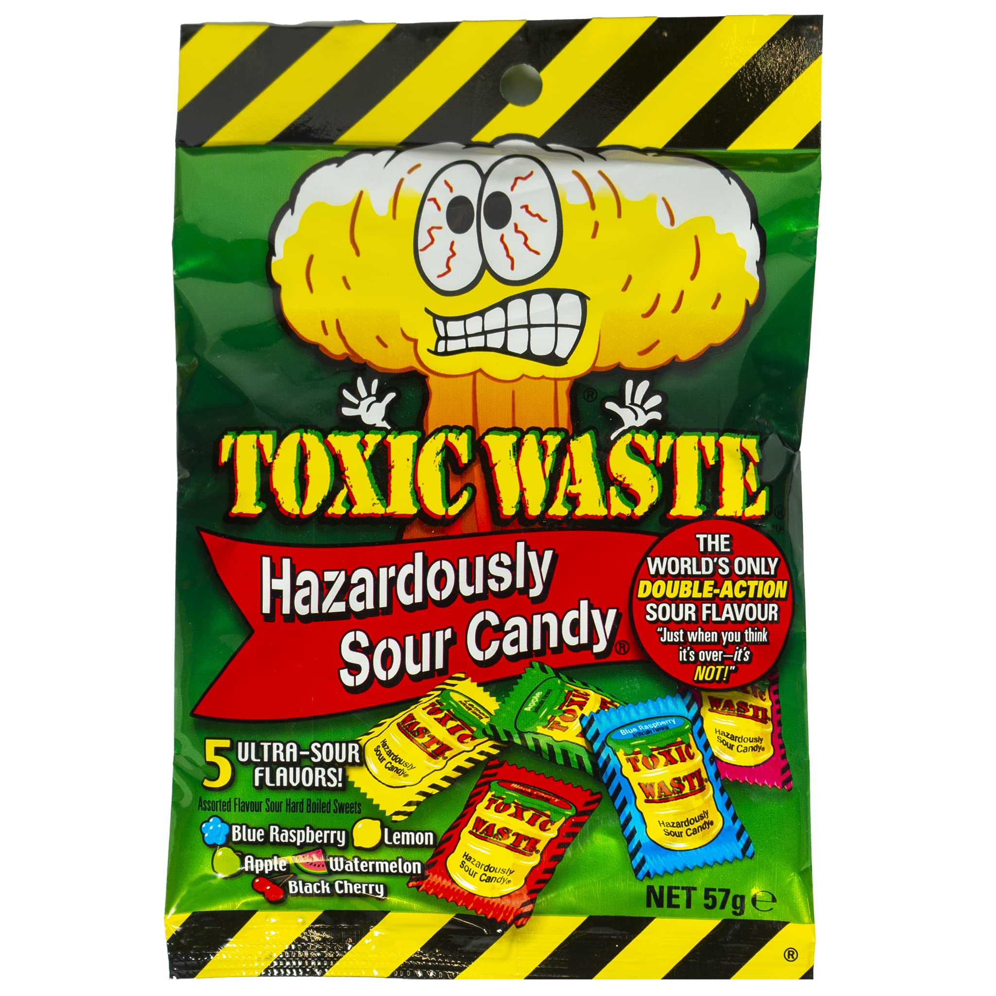 Toxic Waste Hazardously Sour Peg Bags 12 x 57g image 0