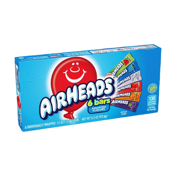 Airheads 6 Bars Assorted Flavors Theater Box 12 x 93.6g (3.3oz) image 0
