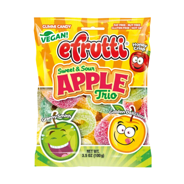 efrutti Sweet &amp; Sour Apple Trio Peg Bag 12 x 100g (3.5oz) image 0