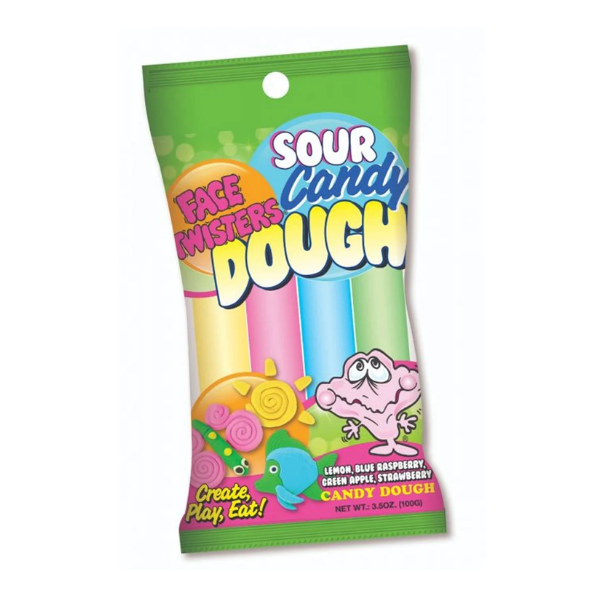 Face Twisters Sour Candy Dough Peg Bag 12 x 100g(3.5oz) image 0