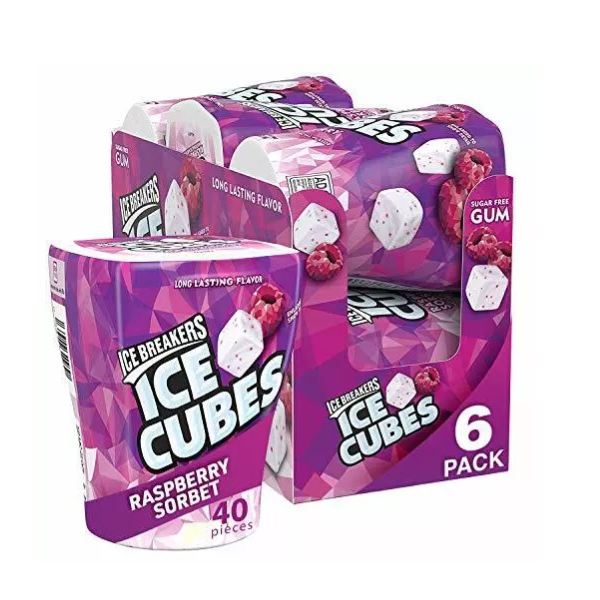 Ice Breakers Ice Cubes Raspberry Sorbet Gum Bottle Pack 6 x 92g (3.24oz) image 0