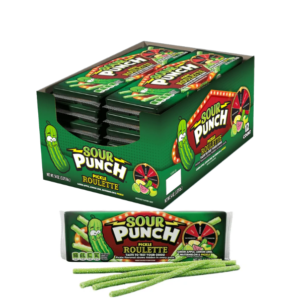 Sour Punch Pickle Roulette Tray King Size 12 x 128g (4.5oz) image 0