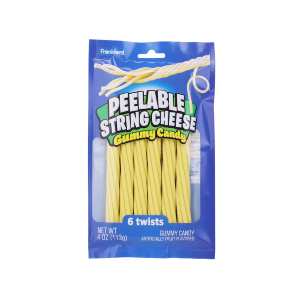 Peelable String Cheese Gummy Candy 6 Twists Peg Bag 12 x 113g (4oz) image 0