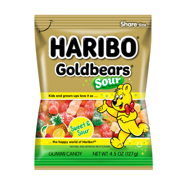 Haribo Sour Gold Bears Peg Bag 12 x 127g (4.5oz) image 0