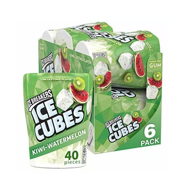 Ice Breakers Ice Cubes Kiwi Watermelon Gum Bottle Pack 6 x 92g (3.24oz) image 0