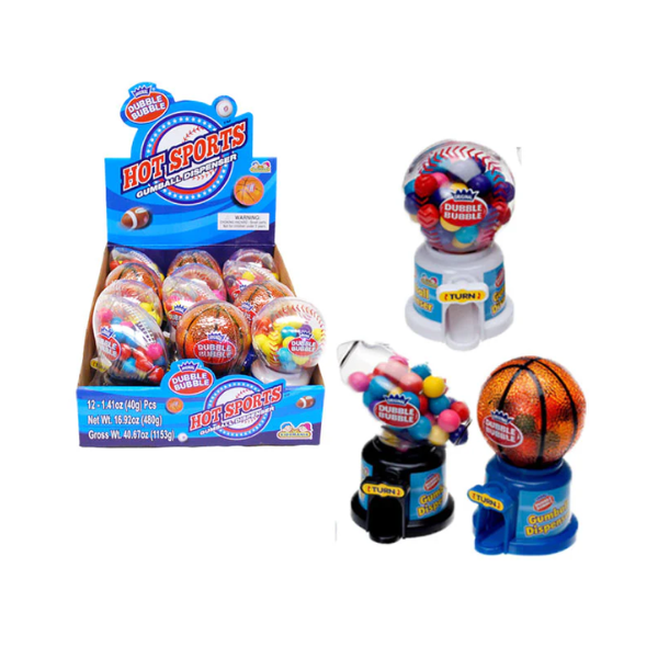 Kidsmania Hot Sports Gumball Dispenser 12 x 40g (1.41oz) image 0