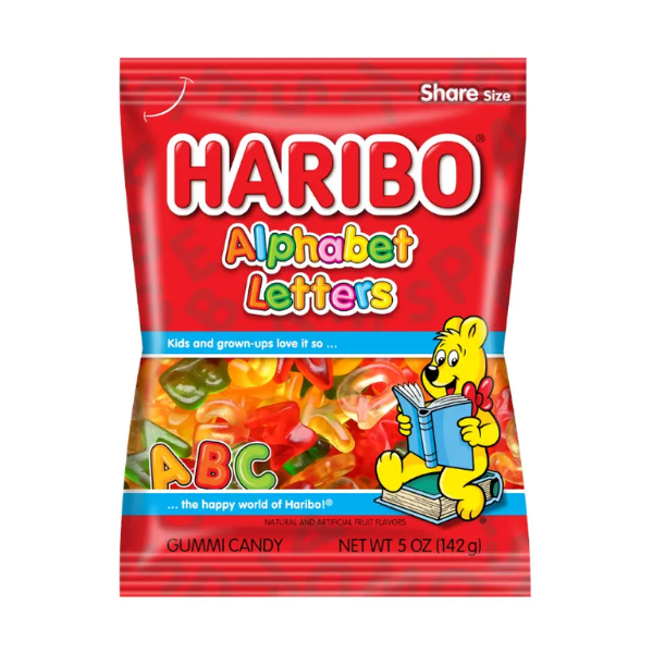 Haribo Alphabet Letters Peg Bag 12 x 142g (5oz) image 0