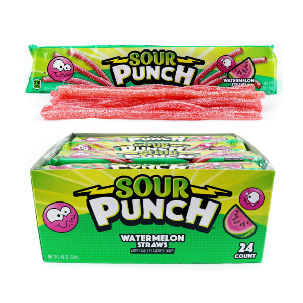 Sour Punch Watermelon Straws 24 x 57g(2oz) image 0