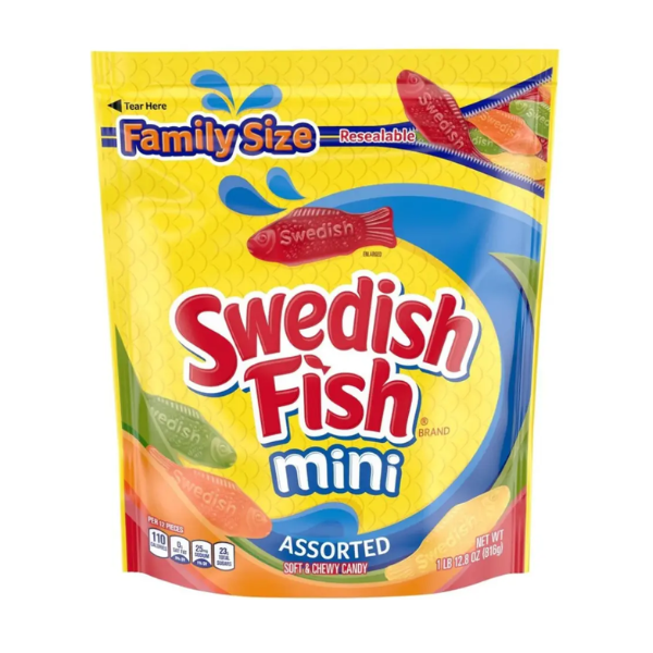 Swedish Fish Mini Assorted Family Size Pouch Bag 1 x 816g (12.8oz) image 0