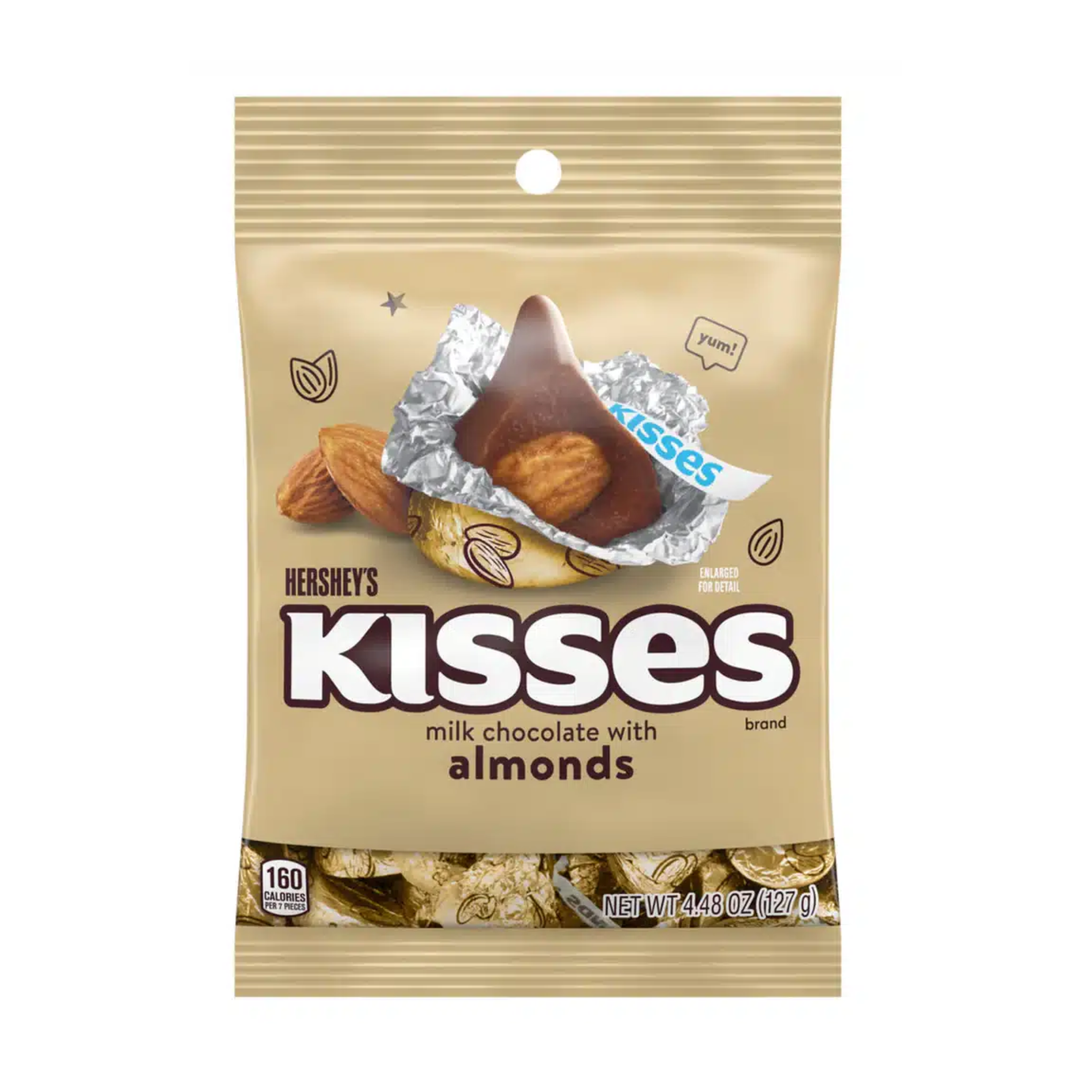 Hershey's Kisses Milk Chocolate with Almonds Peg Bag 12 x 127g (4.48oz) image 0