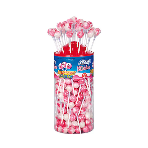 Vidal Lollipops Strawberry e Cream Tub 1 x 150 image 0