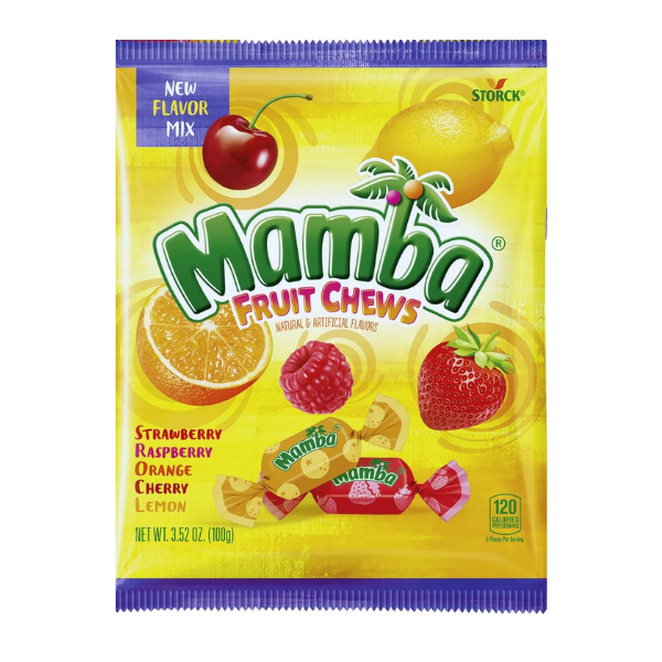Mamba Fruit Chews Peg Bag 12 x 100g (3.52oz) image 0