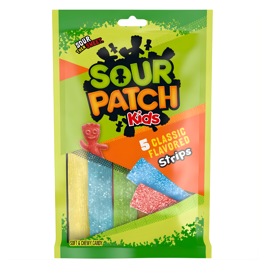 Sour Patch Kids Assorted Stripes Peg Bag 12 x 99g (3.5oz) image 0