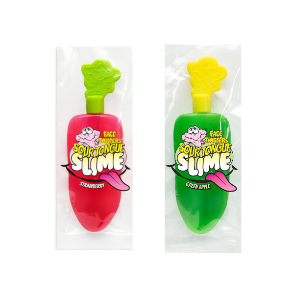 Face Twisters Sour Tongue Slime Strawberry &amp; Apple 24 x 40g (1.4oz) image 0