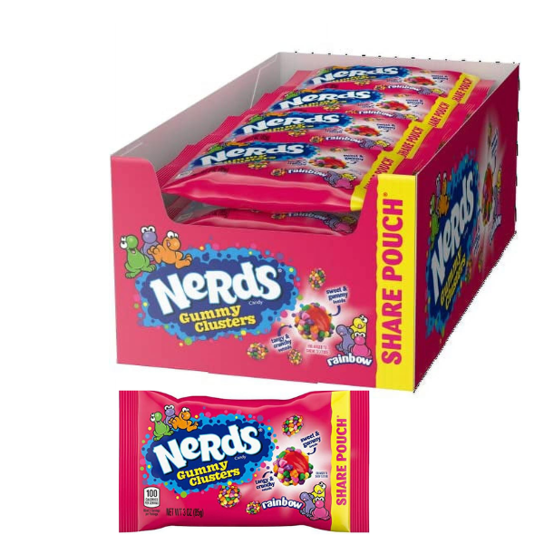 Nerds Gummy Clusters Rainbow Share Pouch 12 x 85g (3oz) image 0