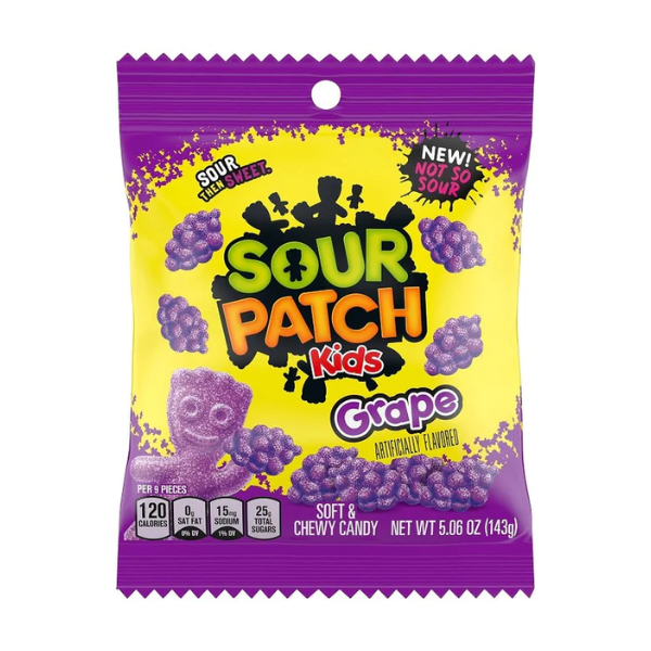 Sour Patch Kids Grape Peg Bag 12 x 143g (5.06oz) image 0