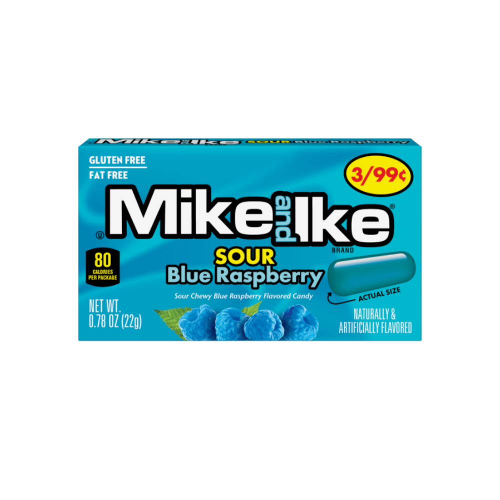 Mike and Ike Sour Blue Raspberry Small Box 24 x 22g (0.78oz) image 0