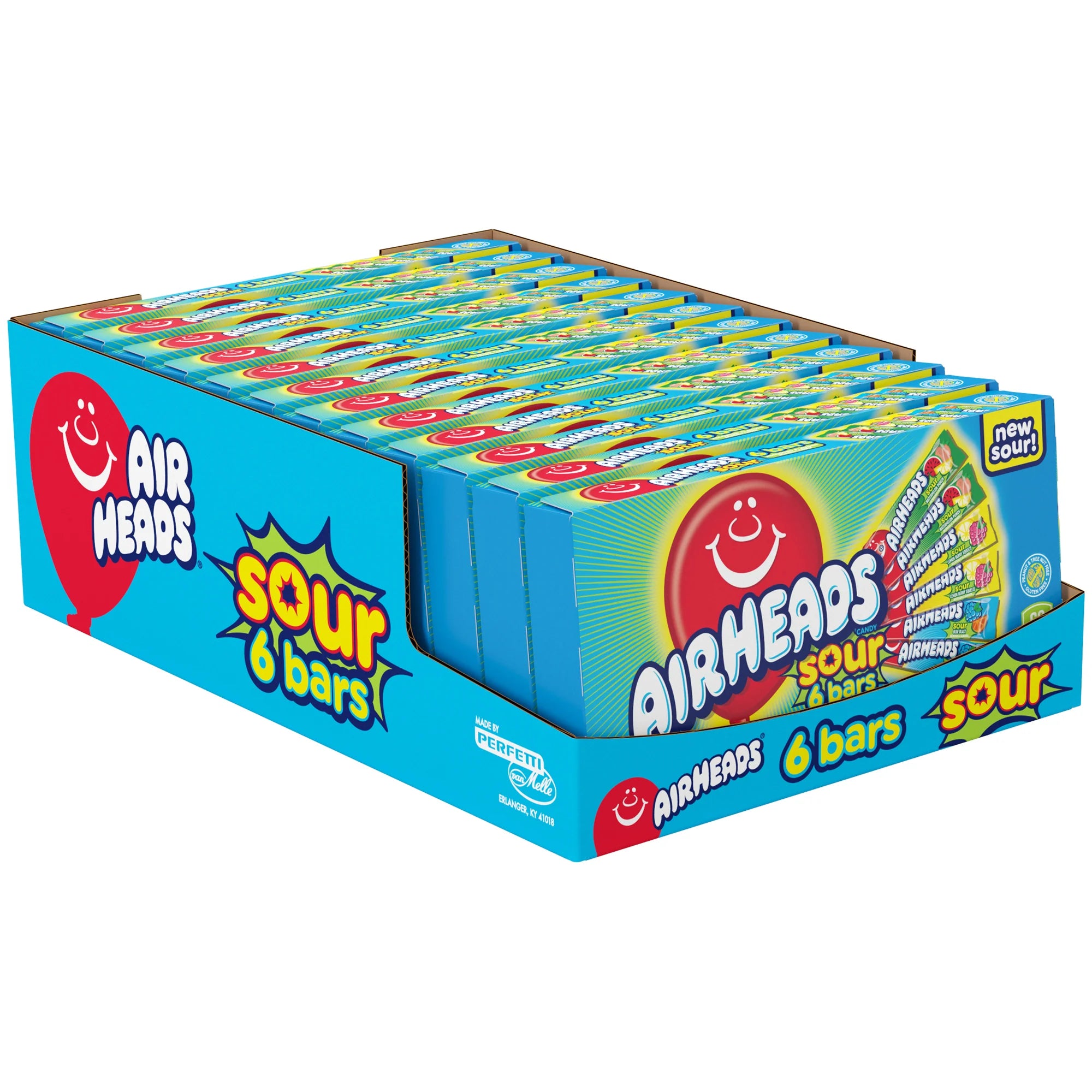 Airheads Sour 6 Bars Assorted Flavors Theater Box 12 x 93.6g (3.3oz) image 0
