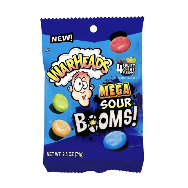 Warheads Mega Sour Booms Peg Bag 12 x 71g (2.5oz) image 0