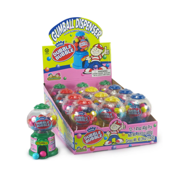 Kidsmania Dubble Bubble Mini  Gumball Dispenser 12 x 40g (1.41oz) image 0