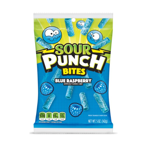 Sour Punch Blue Raspberry Bites Peg Bag 12 x 142g (5oz) image 0