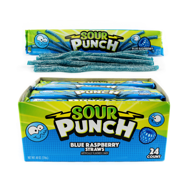Sour Punch Blue Raspberry Straws 24 x 57g (2oz) image 0